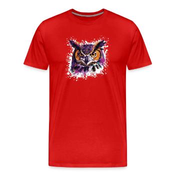 Eule Tier Nachteule - Männer Premium Bio T-Shirt - Rot - Vorne - Damien (186cm)