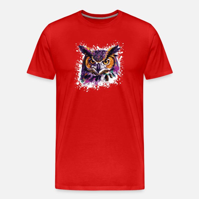 Eule Tier Nachteule - Männer Premium Bio T-Shirt - Rot