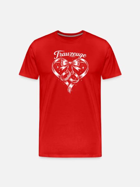 Herz Schleife Ringe Trauzeichen - Männer Premium Bio T-Shirt - Rot