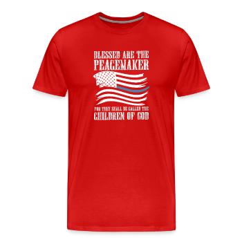 Peacemaker Flag Bible Verse Shirt - Men's Premium Organic T-Shirt - red - Front - Damien (186cm)