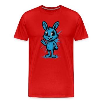 Blauer Spritzhase Grafik - Männer Premium Bio T-Shirt - Rot - Vorne - Damien (186cm)