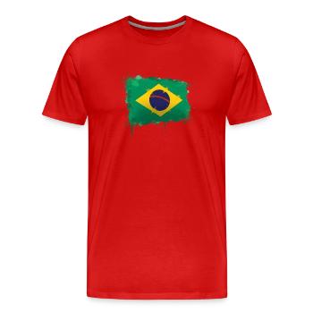 Art du drapeau brésilien - design du drapeau brésilien - T-shirt bio Premium Homme - rouge - Devant - Damien (186cm)