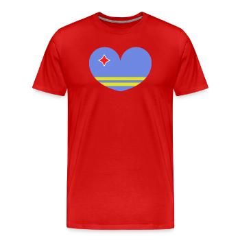 Herz der Aruba-Flagge - Männer Premium Bio T-Shirt - Rot - Vorne - Damien (186cm)