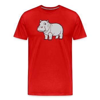 Hippopotamus Debout Zoo d’Animaux Debout - T-shirt bio Premium Homme - rouge - Devant - Damien (186cm)