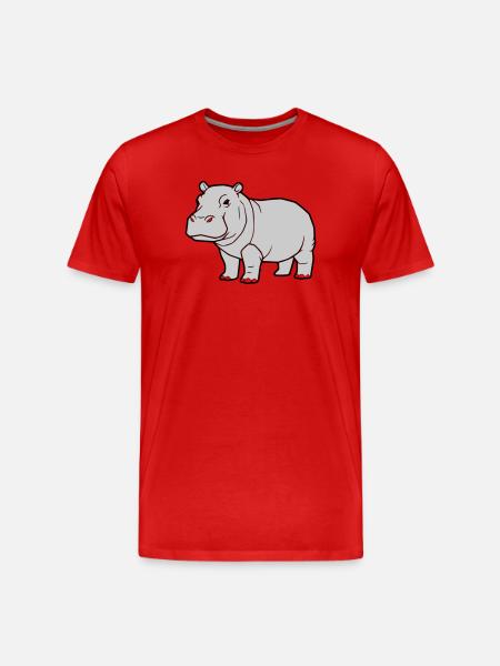 Nilpferd Stehend Comic Tier Zoo - Männer Premium Bio T-Shirt - Rot