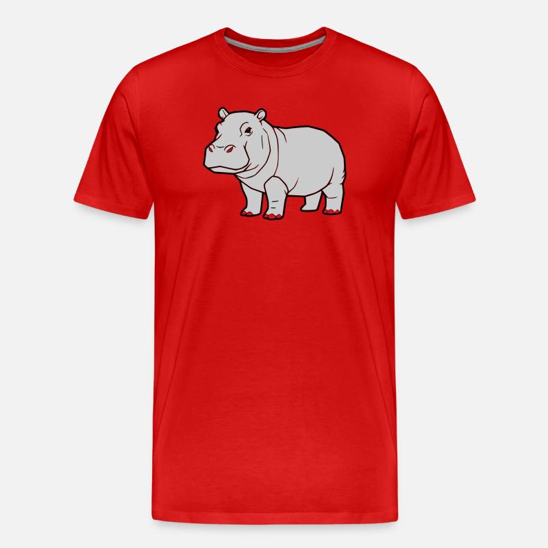Nilpferd Stehend Comic Tier Zoo - Männer Premium Bio T-Shirt - Rot