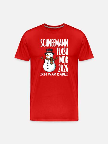 Schneemann Flashmob - Männer Premium Bio T-Shirt - Rot