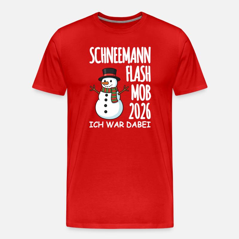 Schneemann Flashmob - Männer Premium Bio T-Shirt - Rot
