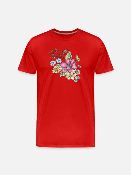 Floral floral pattern - Men's Premium Organic T-Shirt - red