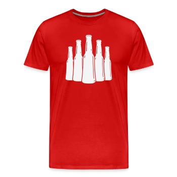 Bierflaschen Silhouette - Männer Premium Bio T-Shirt - Rot - Vorne - Damien (186cm)