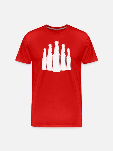 Beer Bottles Silhouette - Men's Premium Organic T-Shirt - red