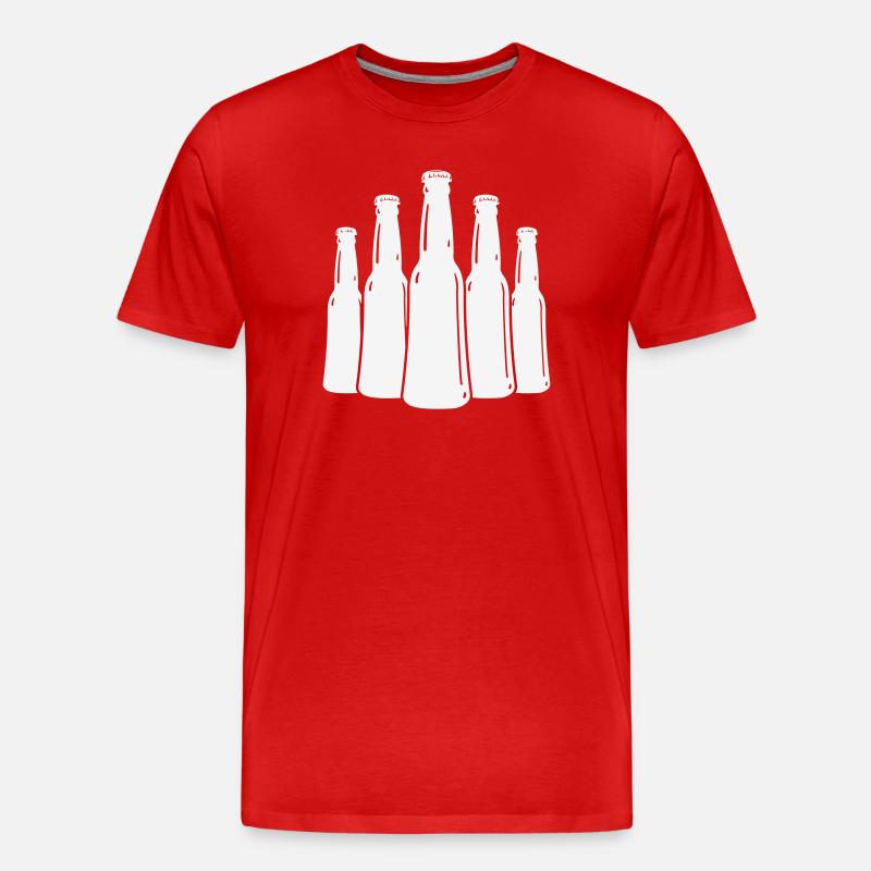 Silhouette des bouteilles de bière - T-shirt bio Premium Homme - rouge
