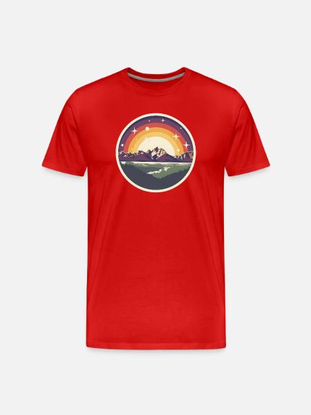 Sunset in mountain landscape - Men's Premium Organic T-Shirt - red