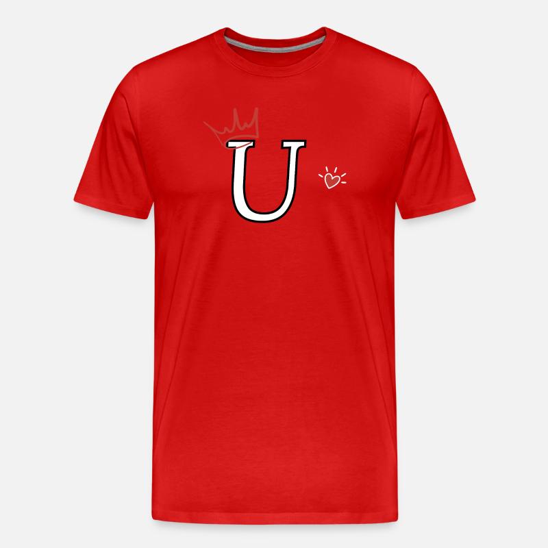 Buchstabe u, Kronenherz - Männer Premium Bio T-Shirt - Rot