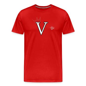 Lettre v couronne cœur - T-shirt bio Premium Homme - rouge - Devant - Damien (186cm)