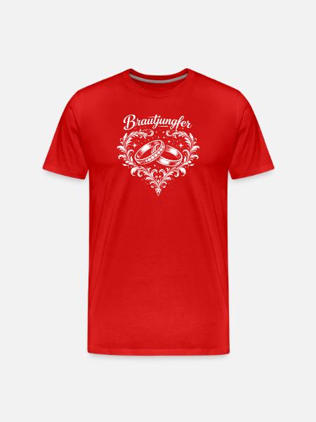 Bridesmaid Rings Heart Ornament - Men's Premium Organic T-Shirt - red