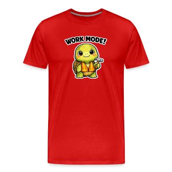 Arbeitsmodus Schildkröte Bauheld - Männer Premium Bio T-Shirt - Rot - Vorne - Damien (186cm)