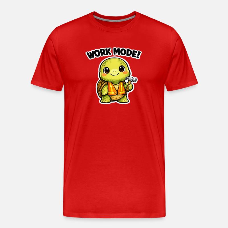 Arbeitsmodus Schildkröte Bauheld - Männer Premium Bio T-Shirt - Rot