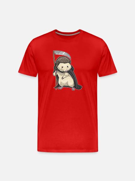 Hedgehog Halloween Grim Reaper - Men's Premium Organic T-Shirt - red