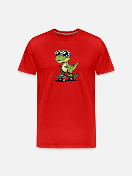 Skater-Alligator mit Sonnenbrille - Männer Premium Bio T-Shirt - Rot