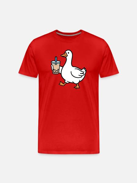 Croaking duck with bubble tea - Men's Premium Organic T-Shirt - red