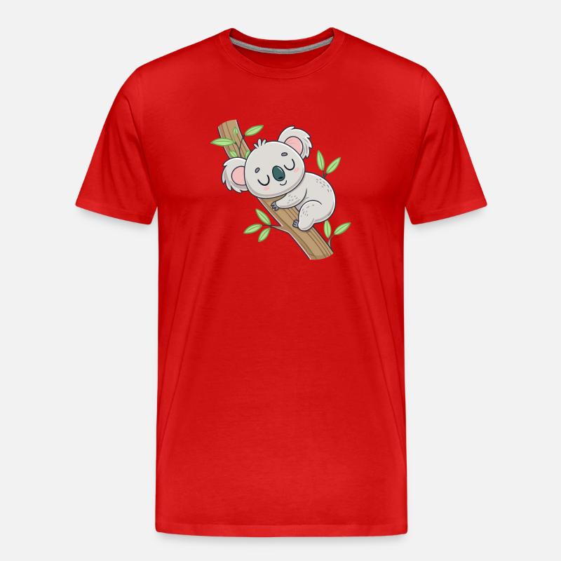 Schlafender Koala auf dem Ast - Männer Premium Bio T-Shirt - Rot