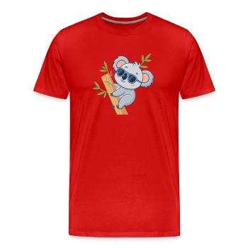 Koala on Casual Bamboo - Men's Premium Organic T-Shirt - red - Front - Damien (186cm)