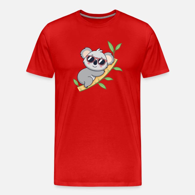 Trendiger Koala mit roten Brillen - Männer Premium Bio T-Shirt - Rot