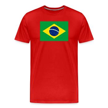 Imprimé géométrique du drapeau brésilien - T-shirt bio Premium Homme - rouge - Devant - Damien (186cm)
