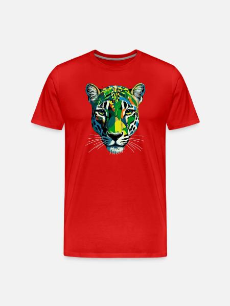 Farbenfroher Panther - Männer Premium Bio T-Shirt - Rot
