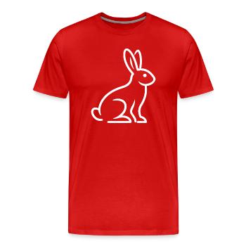 Silhouette de lapin – Design animal minimaliste - T-shirt bio Premium Homme - rouge - Devant - Damien (186cm)