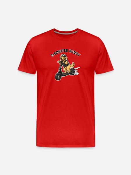 EScooter Buddy Hund Illustration - Männer Premium Bio T-Shirt - Rot