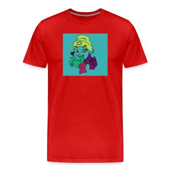 Mascotte graffiti néon - T-shirt bio Premium Homme - rouge - Devant - Damien (186cm)