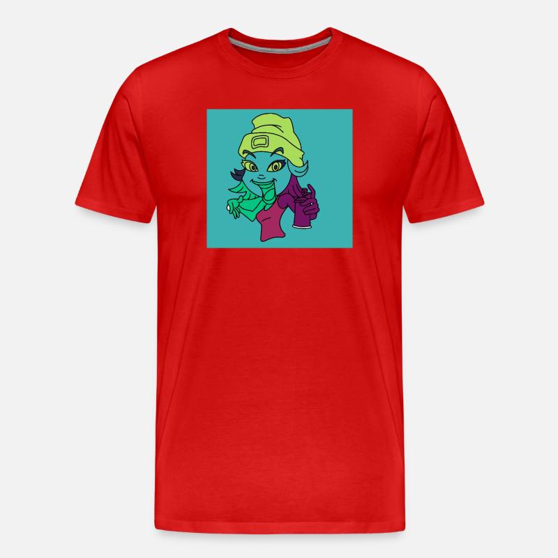 Neon-Graffiti-Maskottchen - Männer Premium Bio T-Shirt - Rot