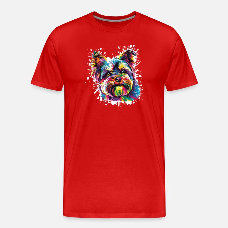 Farbenfrohes Hundeporträt Spritzer - Männer Premium Bio T-Shirt - Rot