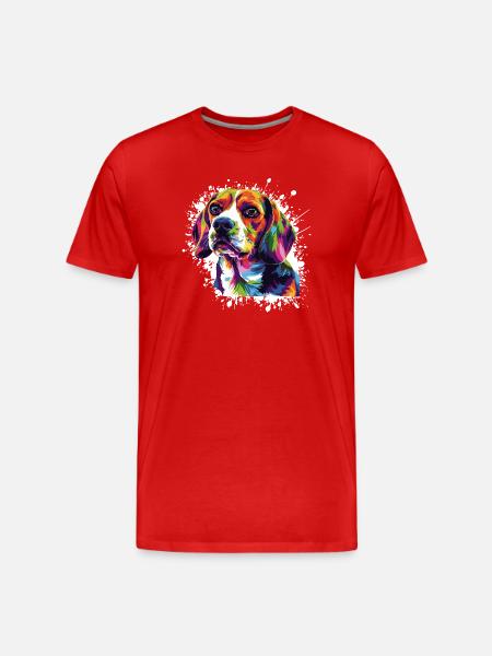 Dog Animal Art - Men's Premium Organic T-Shirt - red