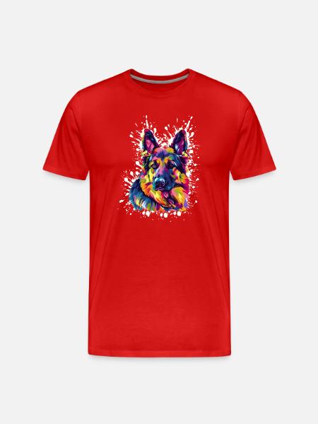 Dog Shepherd Art - Men's Premium Organic T-Shirt - red