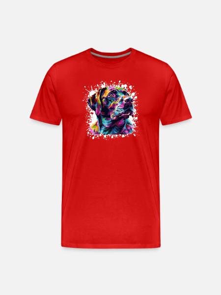 Hund Tier Kunst - Männer Premium Bio T-Shirt - Rot