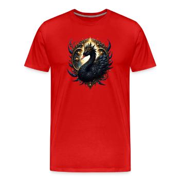 Imperial Black Swan on Golden Hoop - Men's Premium Organic T-Shirt - red - Front - Damien (186cm)