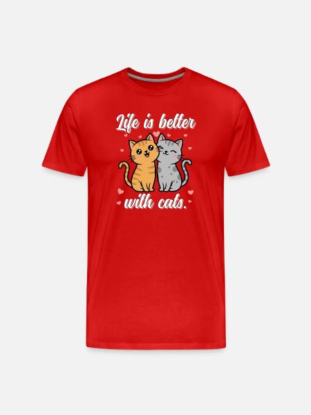 Cat love: Life better with cats - Men's Premium Organic T-Shirt - red