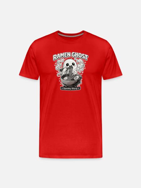 Ramen Ghost Fun Food Motif - Men's Premium Organic T-Shirt - red