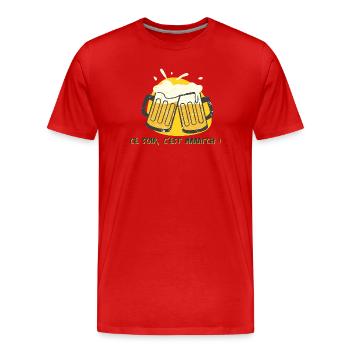 Football tonight it's a match with beers - Men's Premium Organic T-Shirt - red - Front - Damien (186cm)