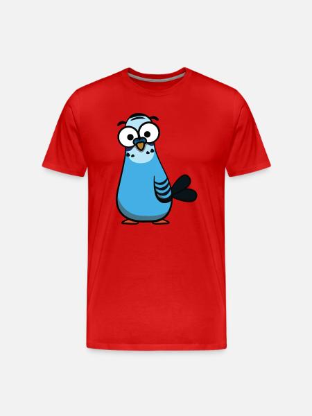 Blue cartoon budgie illustration - Men's Premium Organic T-Shirt - red