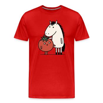 Horse and Tomato Companions - Men's Premium Organic T-Shirt - red - Front - Damien (186cm)