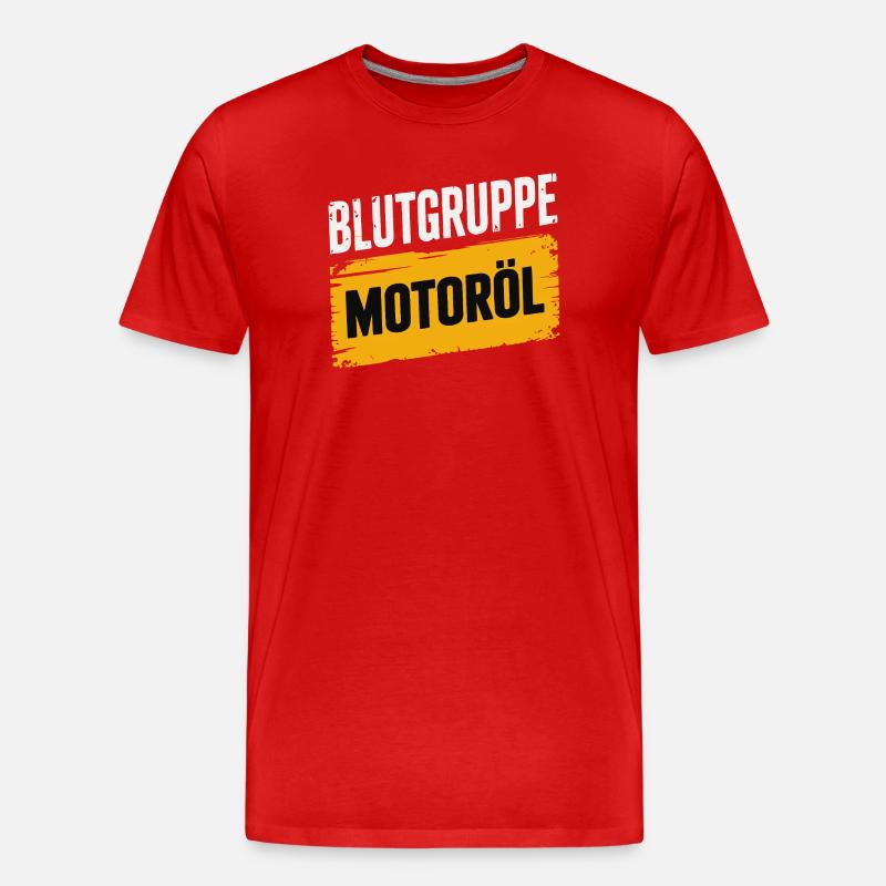 Blutgruppe Motoröl Schrauber Design - Männer Premium Bio T-Shirt - Rot