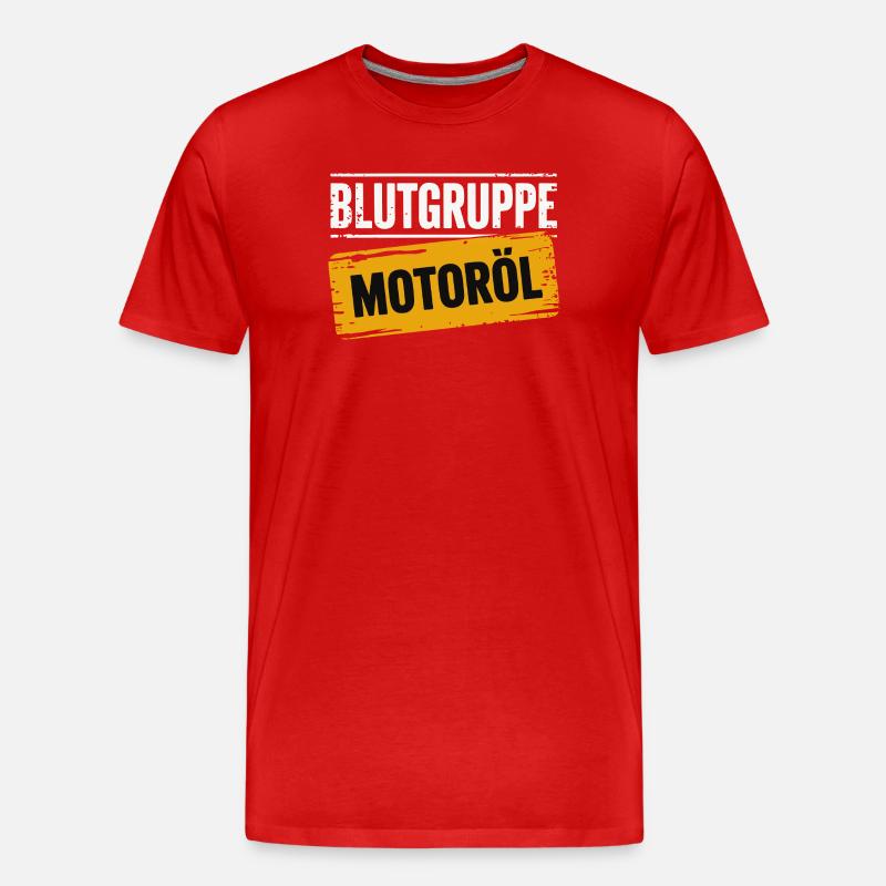 Blutgruppe Motoröl Schrauber Design - Männer Premium Bio T-Shirt - Rot