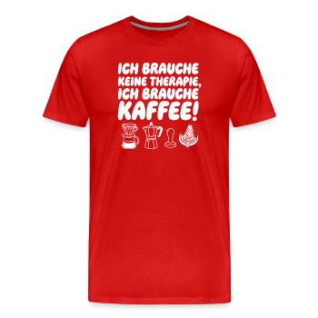 Ich brauche Kaffee Spruch mit KaffeeIcons - Männer Premium Bio T-Shirt - Rot - Vorne - Damien (186cm)