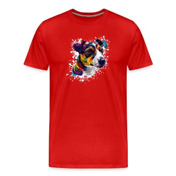 Hund Hundeporträt Splatter - Männer Premium Bio T-Shirt - Rot - Vorne - Damien (186cm)