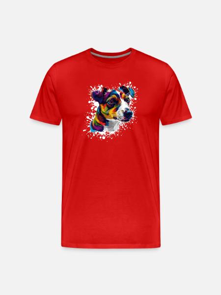 Dog Portrait Splatter Dog - Men's Premium Organic T-Shirt - red