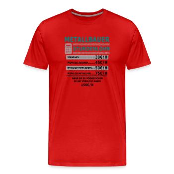 Soudeurs Métallurgistes Salaires horaires Soudage - T-shirt bio Premium Homme - rouge - Devant - Damien (186cm)